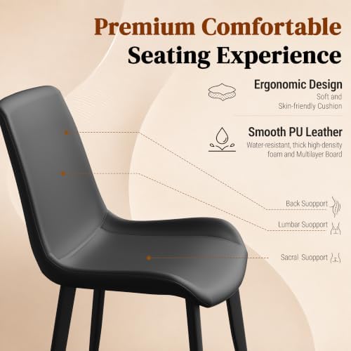 Black Dining Chairs Set of 4, PU Leather Dining Room Chairs, Upholstered Kitc...
