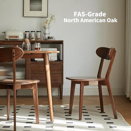Walnut Dining Chairs Set of 2, Solid Oak Wood