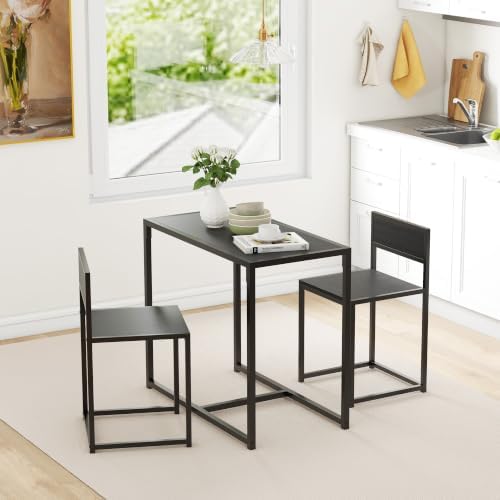 HOMCOM Small Dining Table Set for 2 Compact for Small Spaces, Black