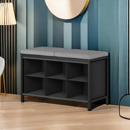 YATINEY Shoe Storage Bench with Cushion, Entryway Bench, Shoe Rack with Padde...