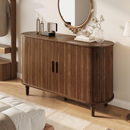 55" Sideboard Buffet Cabinet with Storage - Fluted Credenza Storage Cabinet
