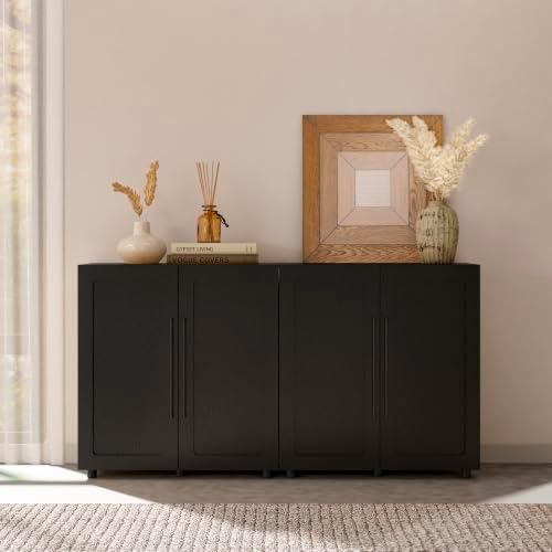 From the Tree Furniture 32 Inch Sideboard Cabinet, Black Tall Glass Door