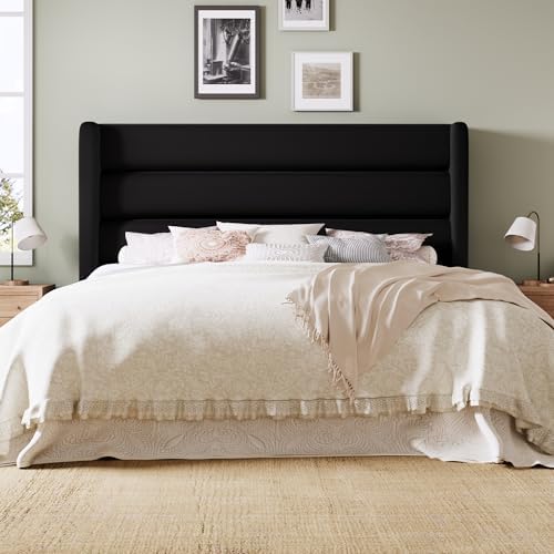 Allewie Full Size Platform Bed Frame with Velvet Upholstered Wingback Headboa...