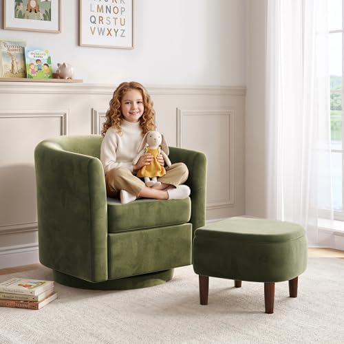 360° Swivel Accent Chair with Storage Ottoman Set of 2 | Small Modern Velvet ...