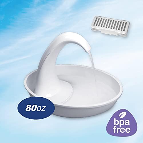 Pioneer Pet Swan Pet Drinking Fountain for Cats and Dogs - 80oz Capacity, Gre...