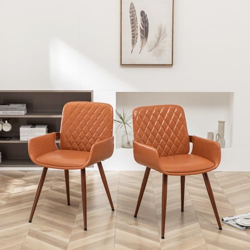 LUNLING Mid Century Modern Dining Room Chairs Set of 2 Accent Faux Leather Ki...