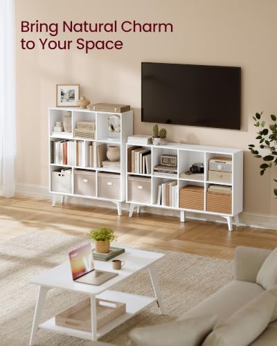 VASAGLE Mid-Century Modern 8-Cube Bookshelf, 35.4 x 9.4 x 42.3 Inch