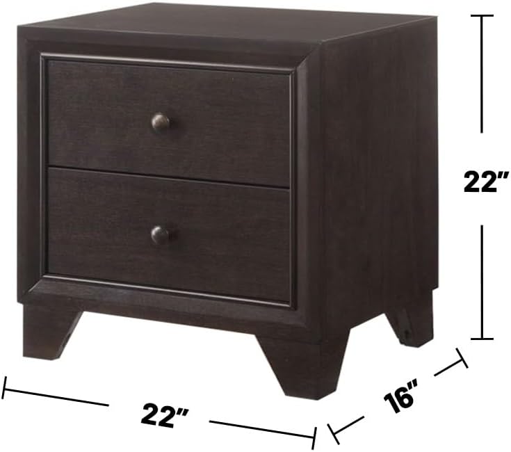Nightstand with 2 Drawers in Espresso Finish,for Small Spaces