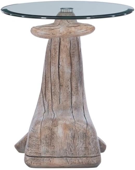 MAKLAINE Whale Sculptured Accent Table, 23 in Tall, Resin Base with Driftwood...
