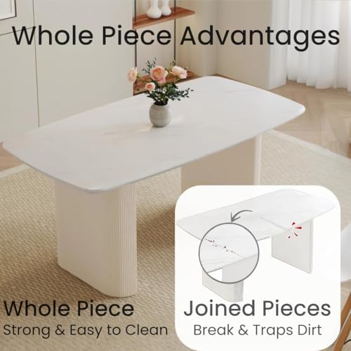 Ebullient 67'' Modern Dining Table Set for 6, White Kitchen Table Cha...