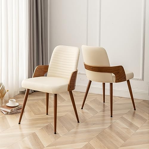 Dining Room Chairs,Mid Century Modern Kitchen Chair,Upholstered Faux Leather ...