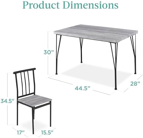Best Choice Products 5-Piece Metal and Wood Indoor Modern Rectangular Dining ...