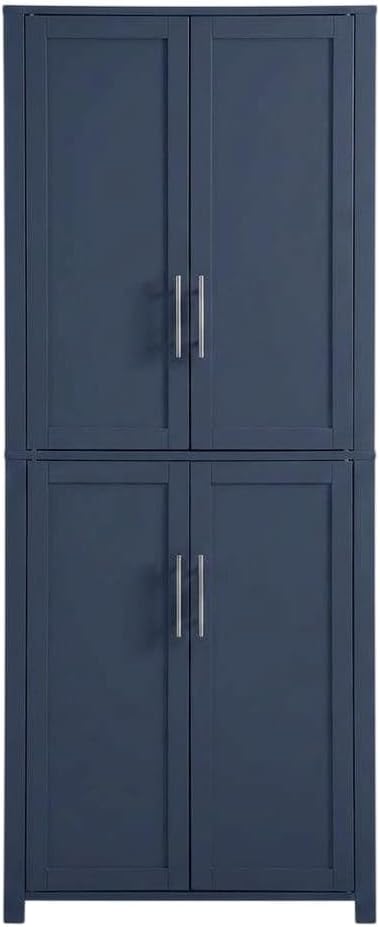 Furnifact Blue Tall Kitchen Storage Pantry, Food Organization, Anti-Tip Mecha...