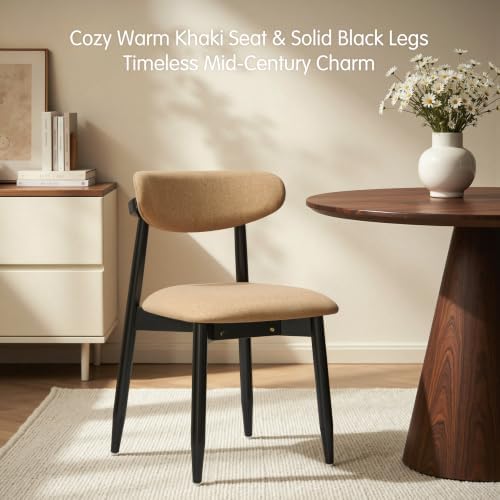CHUN YI Dining Chairs Set of 4, Upholstered Wooden Dining Room Chairs with Er...