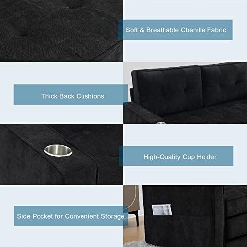 VINGLI Upgraded 64" W 84" L Full Size Futon Sofa Bed, 6" Thick...