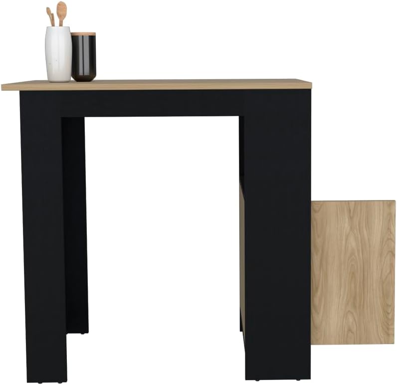 Kitchen Island Wynne with Black+Natural, Engineered Wood | Engineered wood ki...