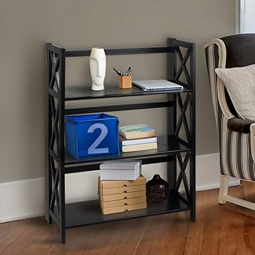 Casual Home Montego 3-Shelf Folding Bookcase, Black (New)