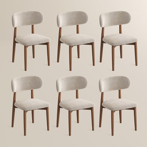POVISON Modern Dining Room Chairs Set of 6, Armless Cotton Linen Dining Chair...