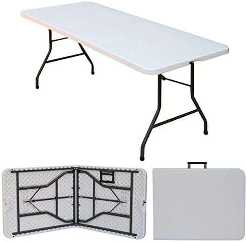 6 Foot Plastic Folding Table - Folds in Half with Carrying Handle Rectangular...