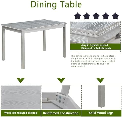 Harper & Bright Designs 5-Piece Dining Table Set with 4 Upholstered Chair...