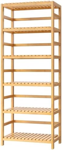 FOTOSOK 6-Tier Bamboo Shelf with Adjustable Shelves, Bamboo Kitchen Cabinet