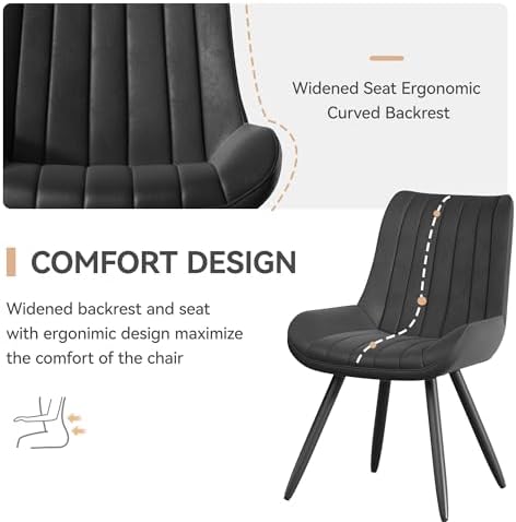 Dining Chairs Set of 2, Mid Century Modern Kitchen Chairs with Soft Cushion, ...