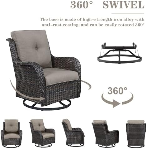 Belord Wicker Outdoor Furniture Patio Furniture Set - 6 Piece Patio Conversat...