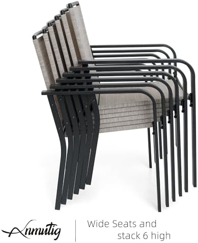 Outdoor Patio Dining Set with 63"x38" Rectangle Table,Gray Stackabl...