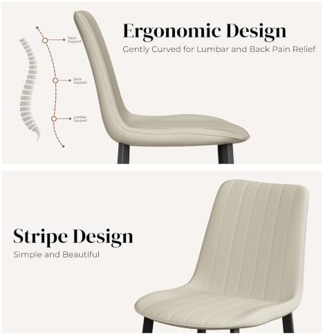 Dining Chairs Set of 4, Leather Modern Kitchen & Dining Room Chairs, Comf...