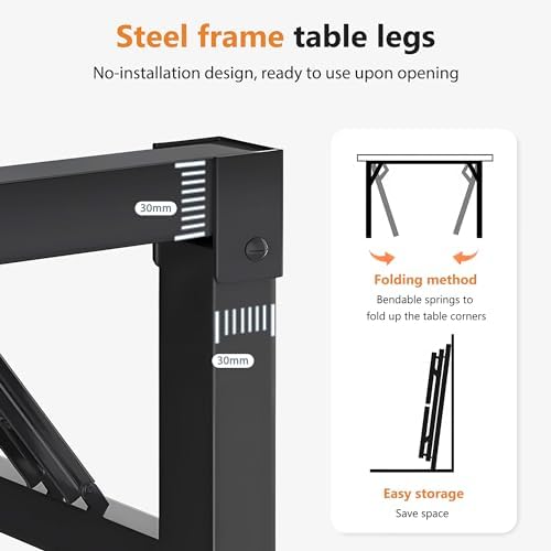 DlandHome 47 Inch Folding Computer Desk, Fully Assembled, Teak Black