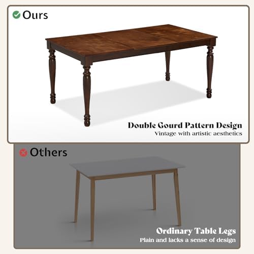 LUXOAK 6 Piece Farmhouse Dining Table Set with 71" Solid Wood Table