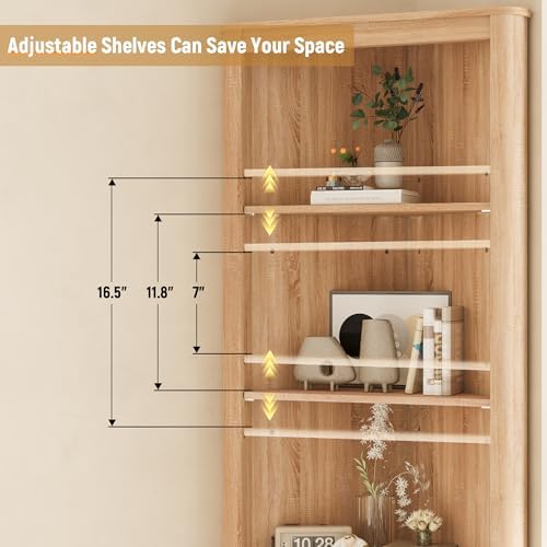 INNOD 69" Tall Corner Shelf with Doors, 6-Tier Corner Storage Cabinet wi...