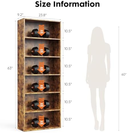 Sweetcrispy Tall Bookshelf, Book Shelf, Storage Organizer Book Shelf