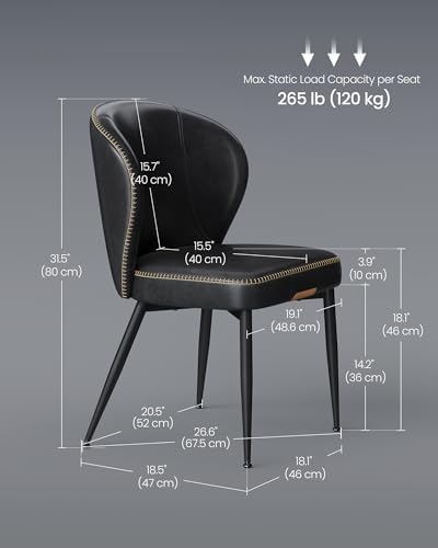 VASAGLE Dining Chairs Set of 2, Upholstered Kitchen Chairs