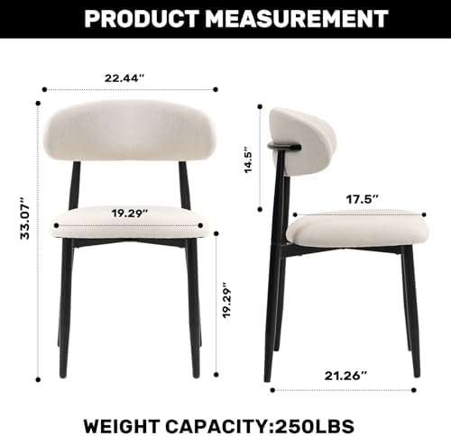 UVV Dining Chairs Set of 6, Metal Kitchen Chairs with Modern Fabric Upholster...