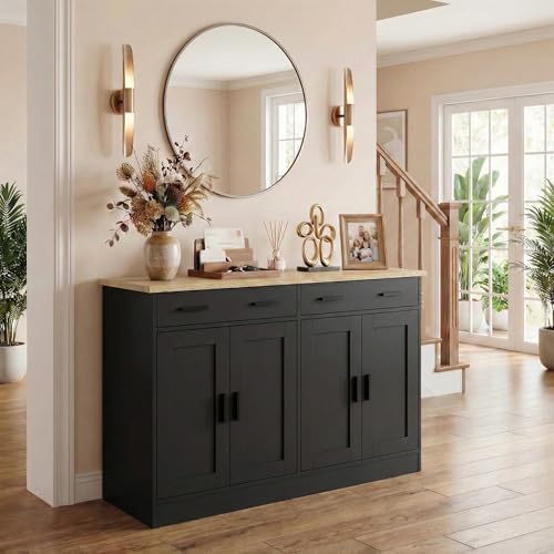 Anystyle 53" Black Buffet Cabinet with Storage, Kitchen Sideboard Buffet...