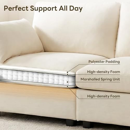 Iroomy Sectional Cloud Couch for Living Room, Spring Cushion Seating, L Shape...