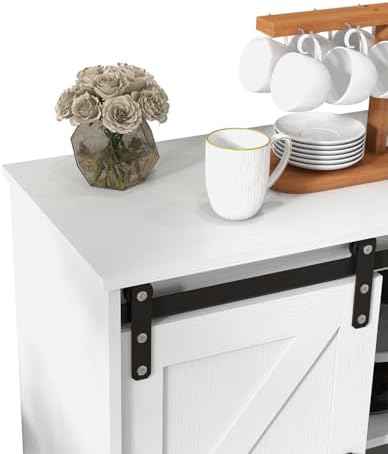 Panana Sliding Barn Door Buffet Sideboard Storage Cabinet Coffee Bar Kitchen ...