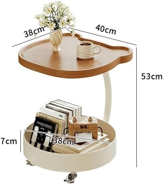 Movable Sofa Side Table Cute Minimalist Small Trolley Living Room Corner Whee...