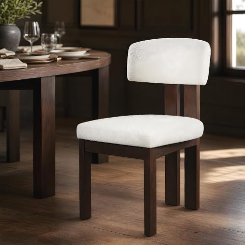 COLAMY Upholstered Dining Chairs Set of 2, Solid Wood Wobble-Free Modern Kitc...