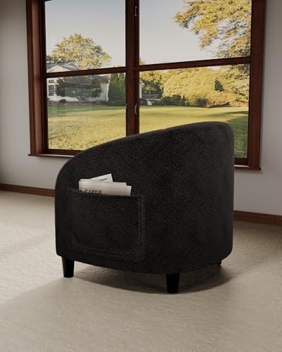 GarveeHome Accent Chair Living Room Chairs Barrel Boucle Chairs Comfy Armchai...