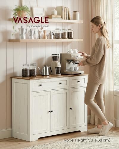 VASAGLE Buffet Cabinet, Sideboard, 3 Doors, 42.1 x 15.8 x 31.8 Inches
