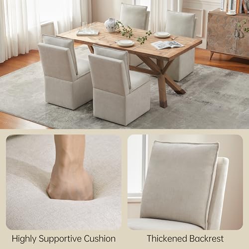 VKNOW Upholstered Dining Chairs Set of 2, Dining Room Chairs with Storage