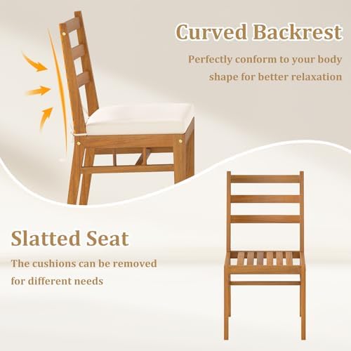 Tangkula 7 Pieces Patio Acacia Wood Dining Set, Outdoor Heavy Duty Rectangula...