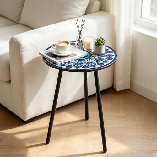 Outdoor Side Table Set of 2 Patio Side Tables for Outside Black End Tables Sm...