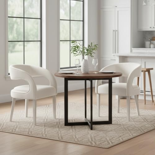 CIMOTA White Upholstered Dining Chairs Set of 6 Modern Kitchen & Dining R...