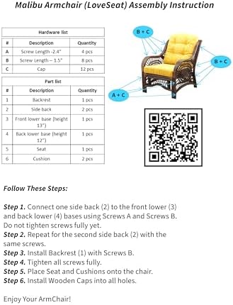 Malibu Lounge Living Accent Armchair Natural Rattan Wicker Handmade Design, C...