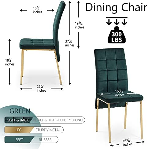 NORDICANA Upholstered Velvet Dining Chairs Classic Kitchen High Back Chairs S...