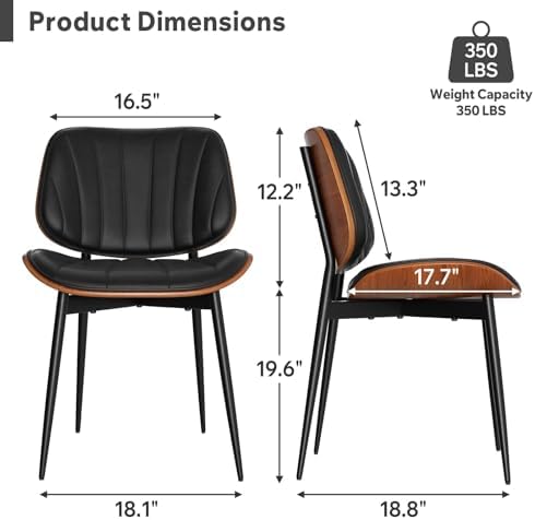 Dining Chairs Set of 6, Mid Century Modern Dining Room Chair, Upholstered Fau...