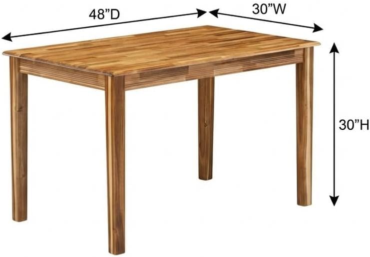Furnifact Dining Room Table, Natural Finish Rectangular Wood Dinner Table, Si...